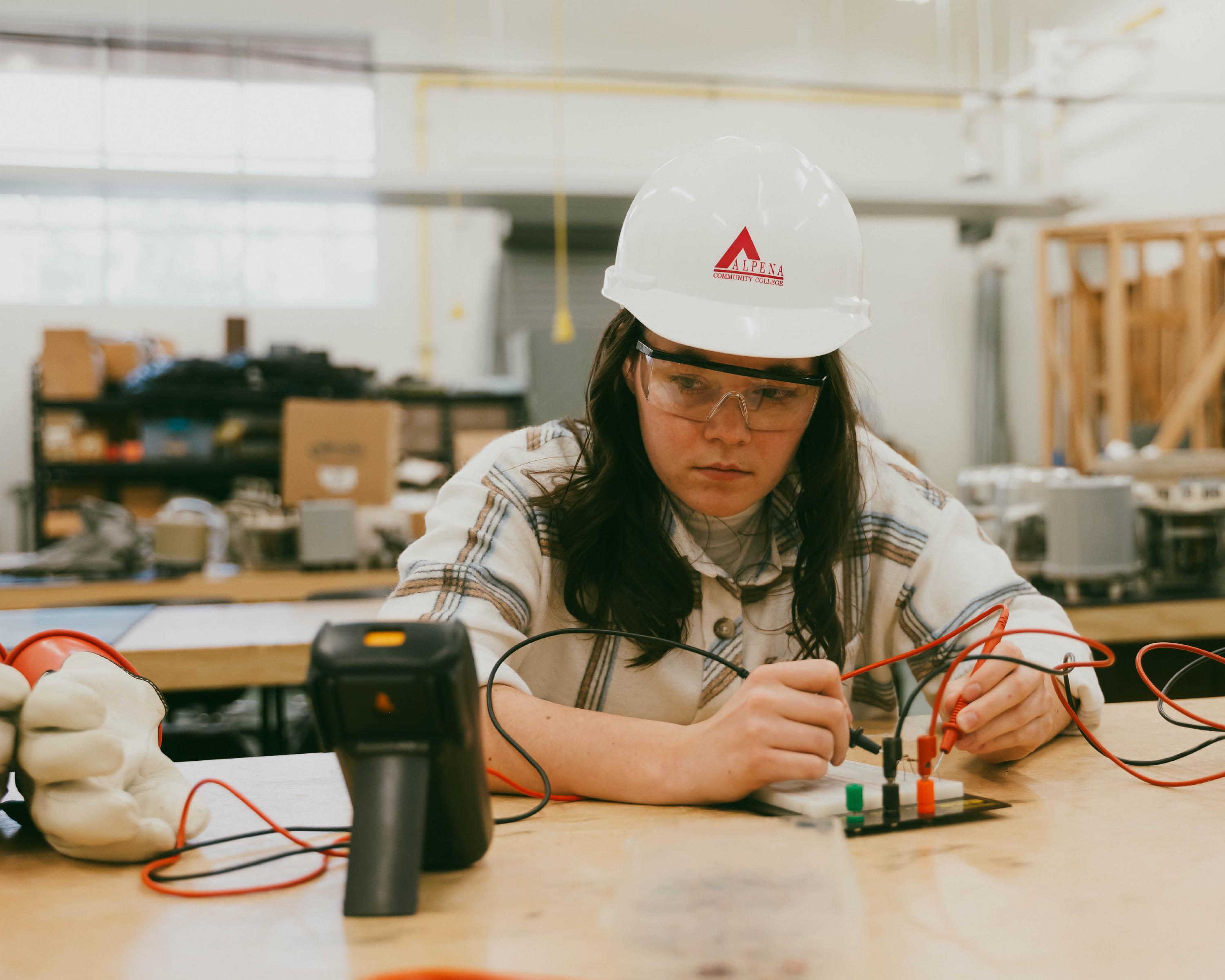 Female student in lab